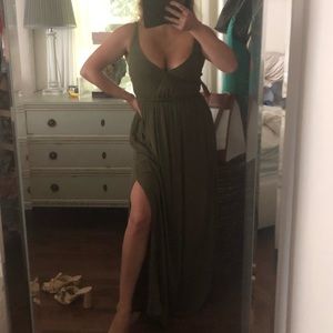 Olive green dress with slit